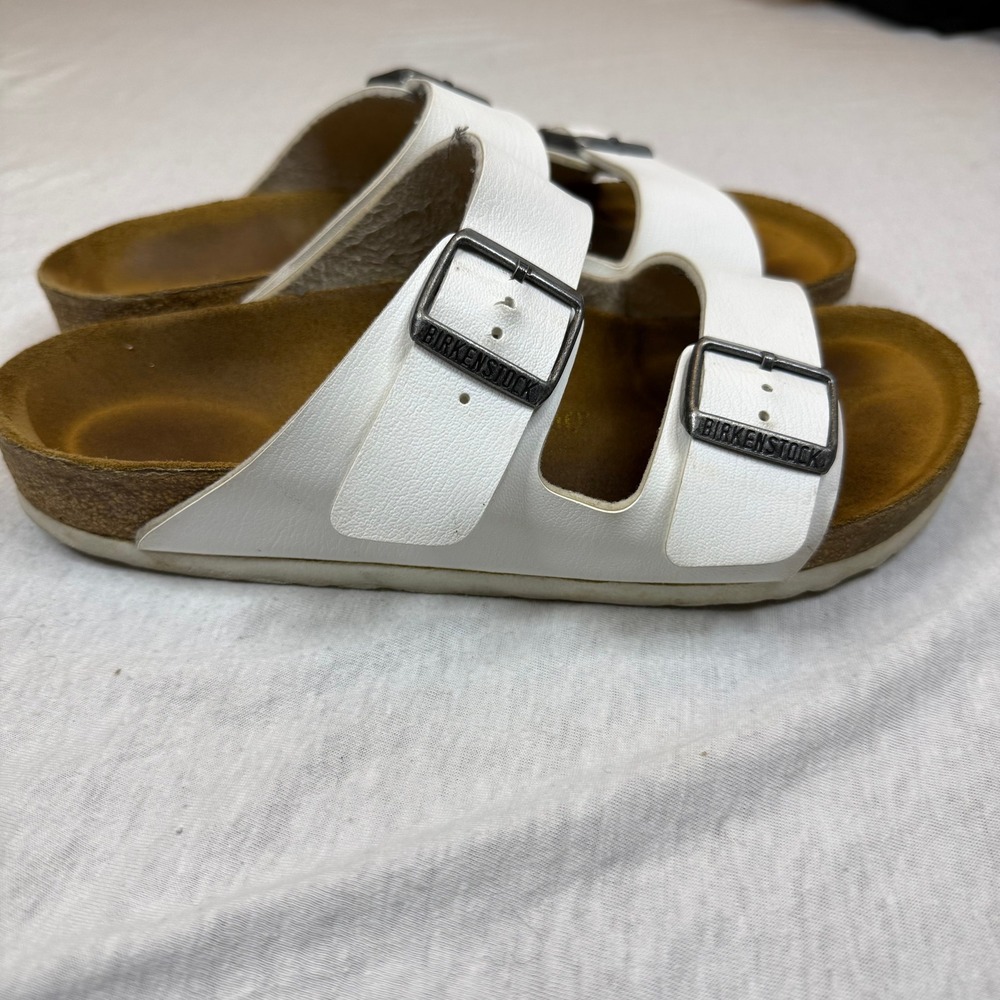 Birkenstock Arizona White Leather Double Strap Comfort Sandals Women's Size 39 - Picture 2 of 7